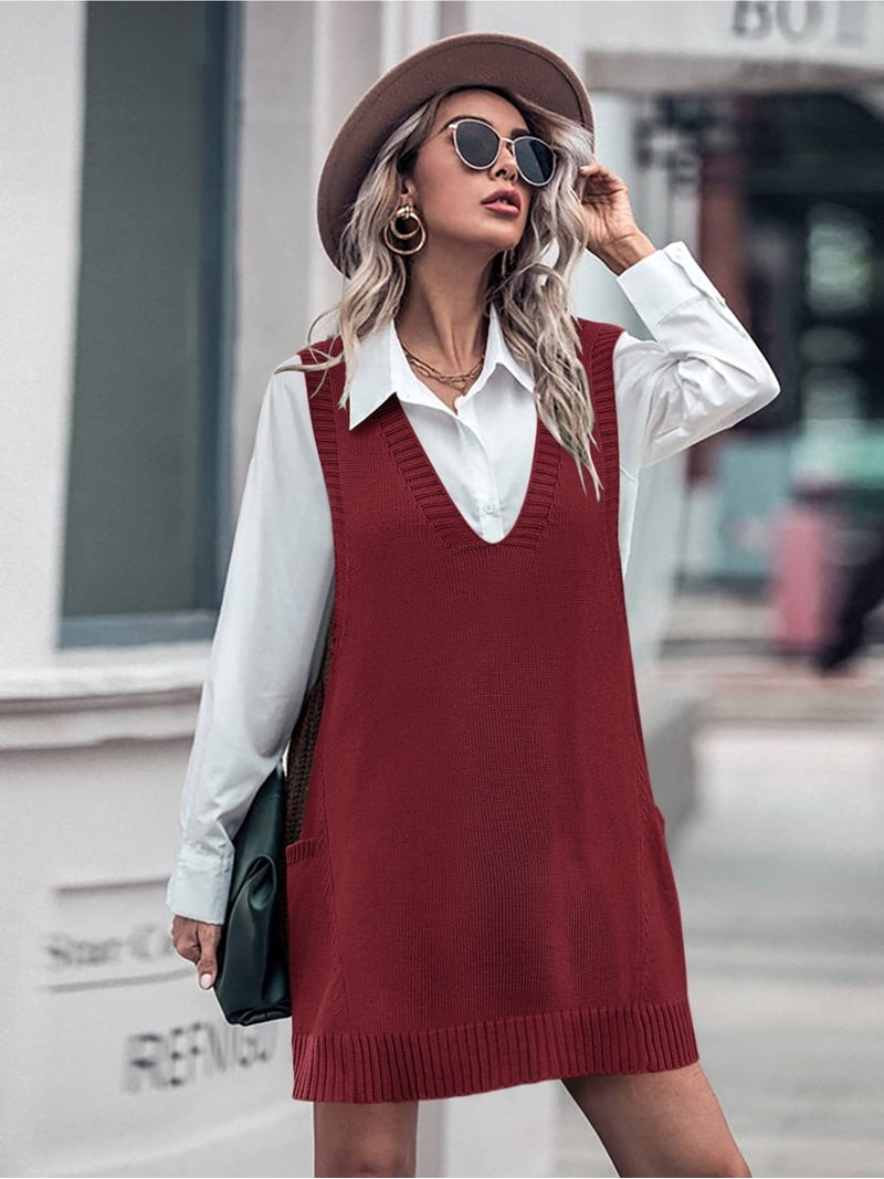 open lace back dress Nastygal - Brushed Oversized Knitted Mini Dress - Red main image 0