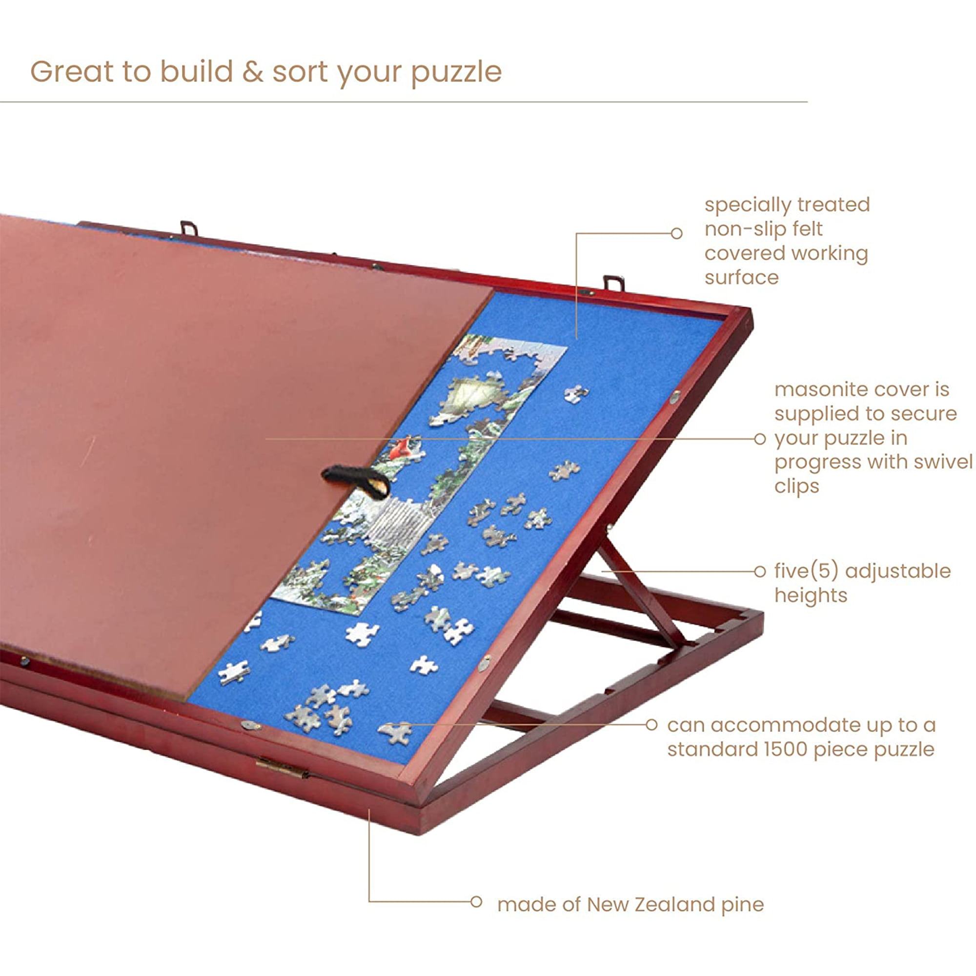 Pre-Assembled Wooden Easel Puzzle Board - Accommodates Puzzles up to 2000  Pieces (Various Sizes: 100, 300