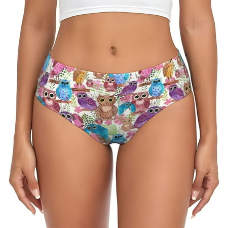 Womens Underwear - Watercolor Owl No Show Seamless Underwear for Women  Soft Stretch Womens Panties  Hipster Ladies Panties Bikini Underwear Briefs