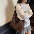 thumbnail image 6 of HUISZJ Leopard Print Shoulder Bag, Women Top Handle Bag, Large Capacity Tote Bag Simple Commuting Bag for Work Travel Outdoor (Coffee), 6 of 10