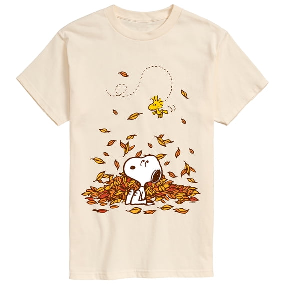 Peanuts - Snoopy & Woodstock Leaves - Men's Short Sleeve Graphic T-Shirt