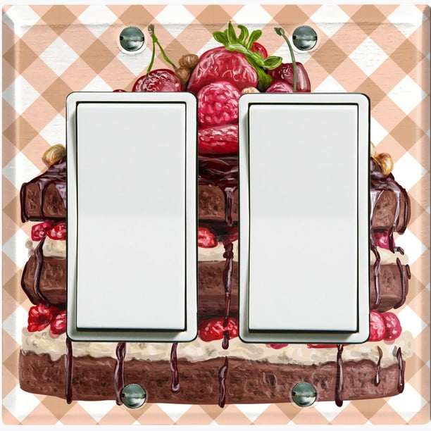 Metal Light Switch Wall Plate Outlet Cover Layered Fruit Chocolate Strawberry Cake Custard Double Rocker Walmart Com Walmart Com