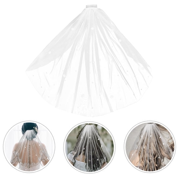 TABLZONE White Bridal Veil Soft Tulle with Floral Lace Elegant Wedding Accessories for Brides and Special Occasions