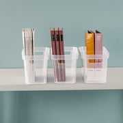 Sterilite Narrow Storage Bin, Clear Plastic, Easy Access Container with Carry Handles, 8 Count