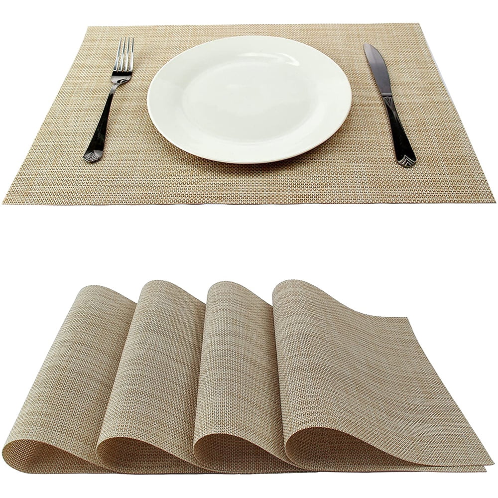 Placemats, Resistant Anti-Skid Washable PVC Table Mats Woven Placemats, of - Walmart.com