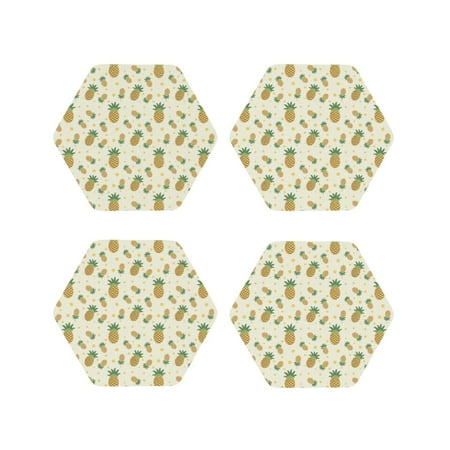 

Leather Coasters Set of 4 - Crisp Pineapple Lightweight Non-Slip Drink Coasters for Desk Anti-Scalding Desk Cup Coasters for Office Table Decor Hexagon