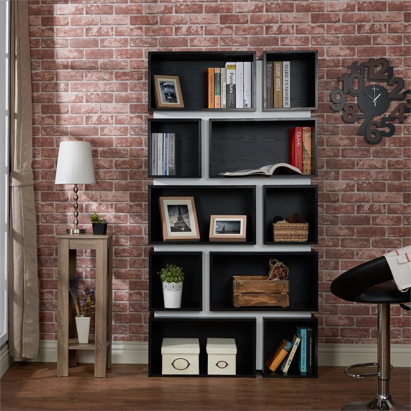 Furniture of America Bautista 10 Shelf Bookcase in Black