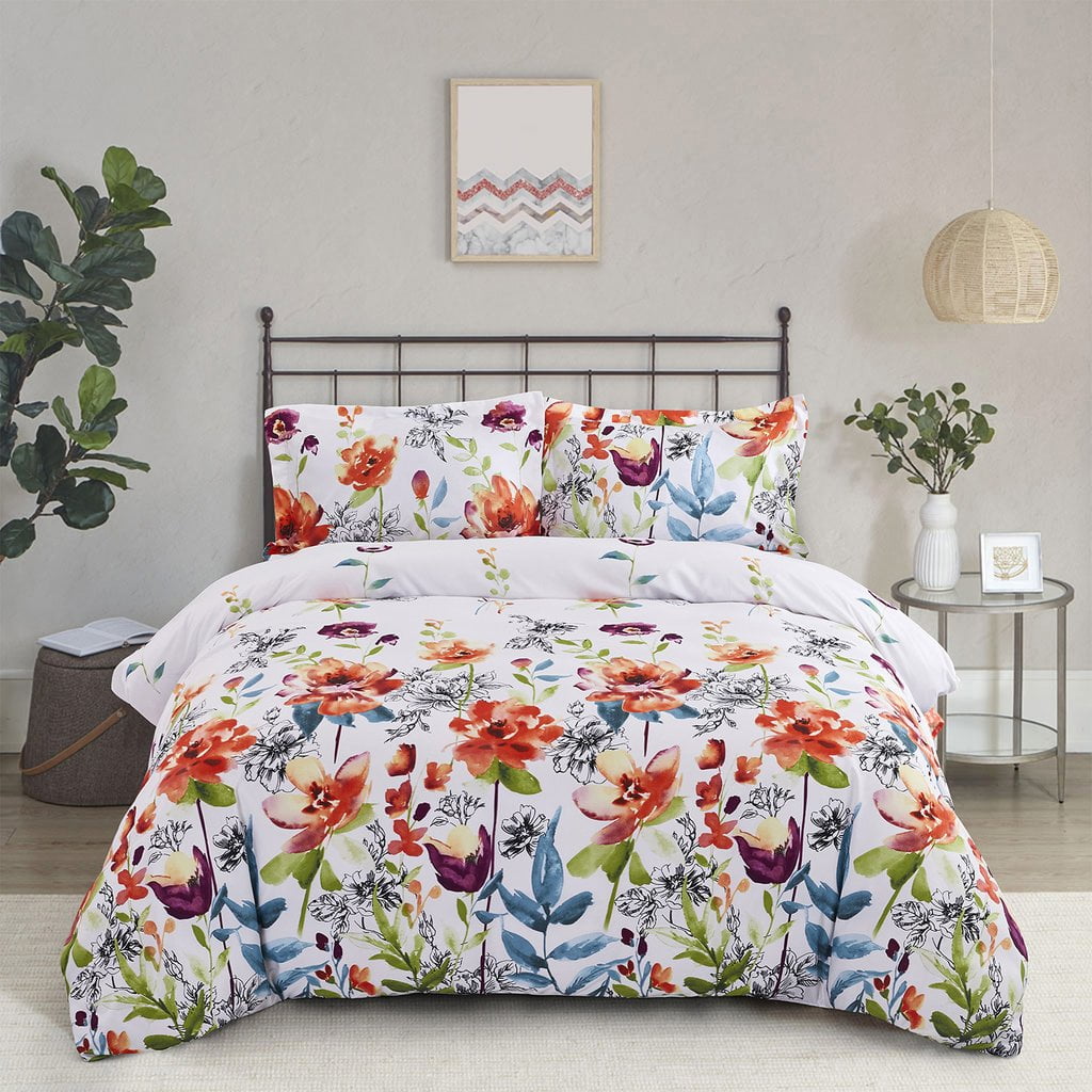 Birds California King Size Sheet Set-3 Piece Set,Bedding Set Bedding Set Full Birds on Flowery Tree Branch Breathable Hypoallergenic Soft Breathable