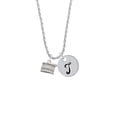thumbnail image 2 of Delight Jewelry Silvertone Drum Silvertone Script Initial Disc - T - Charm Necklace, 20"+3", 2 of 4
