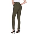 thumbnail image 2 of 2Luver, Women's, Pull On Stretch Solid Dress Pants with Side Pocket, Olive, M, 2 of 3