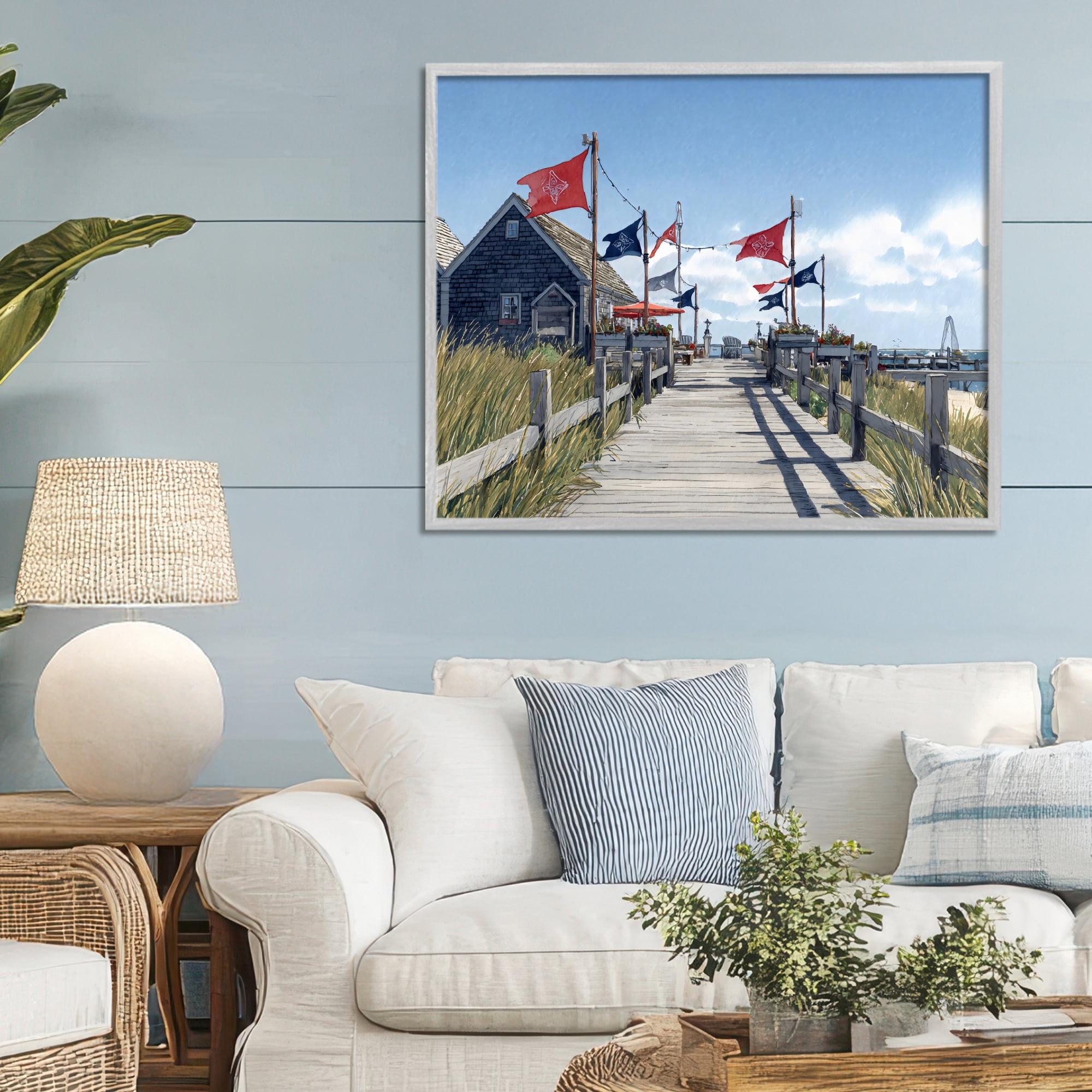 Stupell Industries Summer Boardwalk Stroll Gray Framed Giclee Art, design by Franklyn Gregory