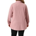 thumbnail image 3 of Agnes Orinda Plus Size Women's Corduroy Shirts Long Sleeve Button Down with Pocket Long Shackets Jacket 2X Pink, 3 of 6