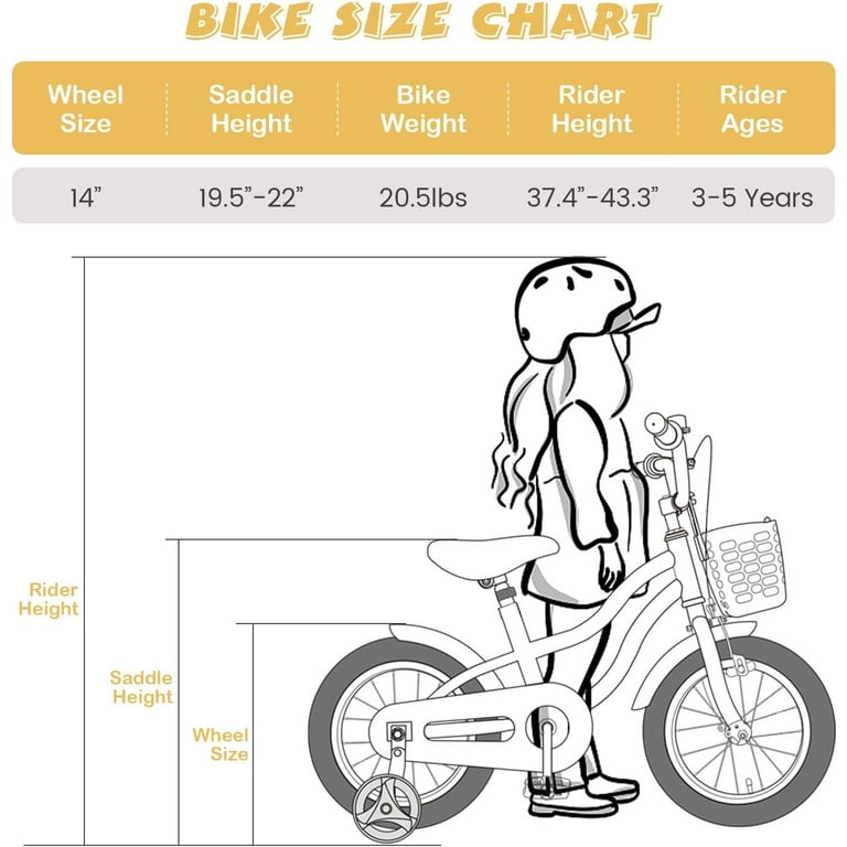 By Height Kid Bike Sizing Guide How To 14 Inch Bike Size Chart
