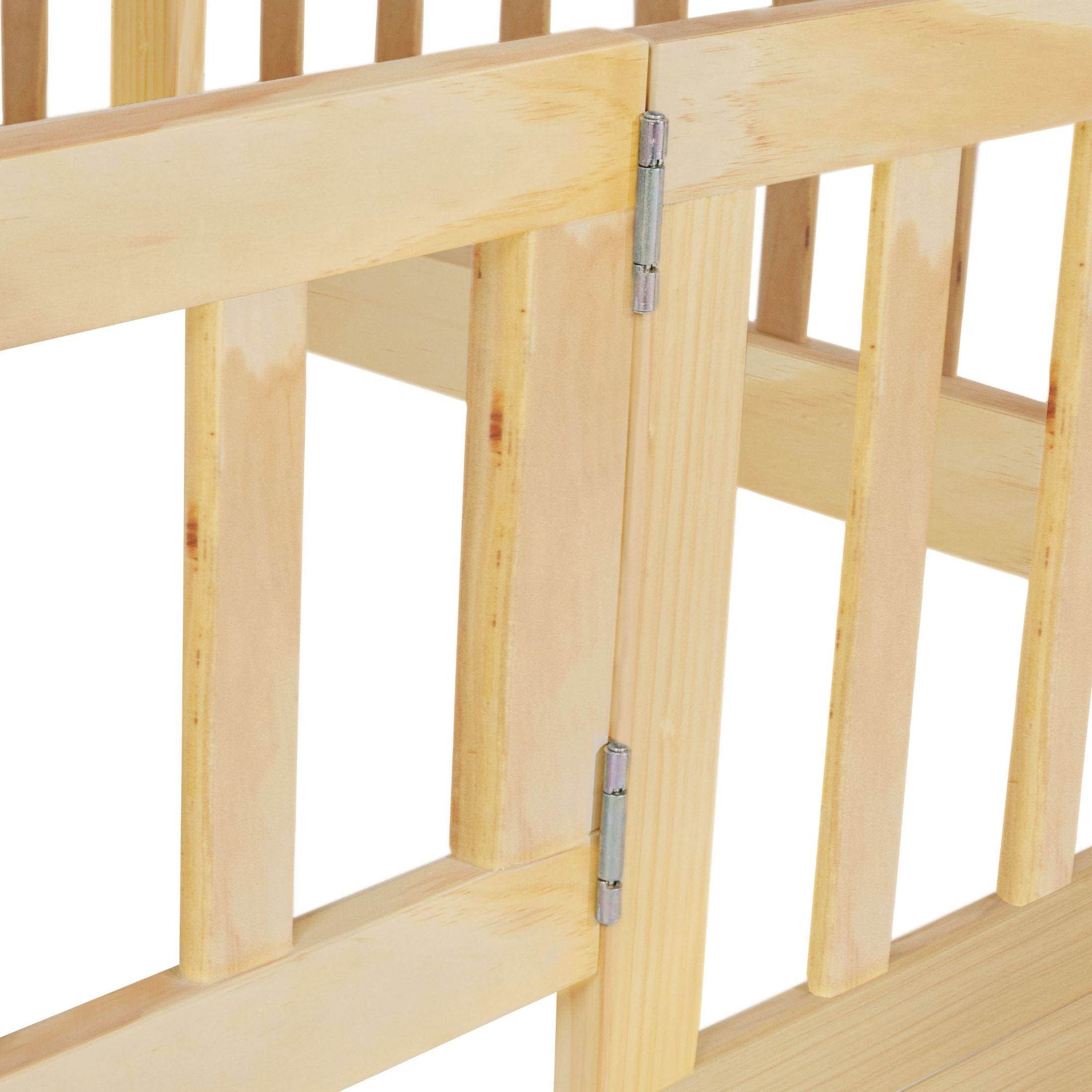 Noble House Twin Over Twin Floor Bunk Bed, Solid Pine Wood Frame with Slide, Convertible Ladder & Guardrails, Natural