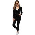 thumbnail image 3 of Women’s Lightweight Cotton Blend Zip Up Hoodie Jacket Black 3X-Large, 3 of 9