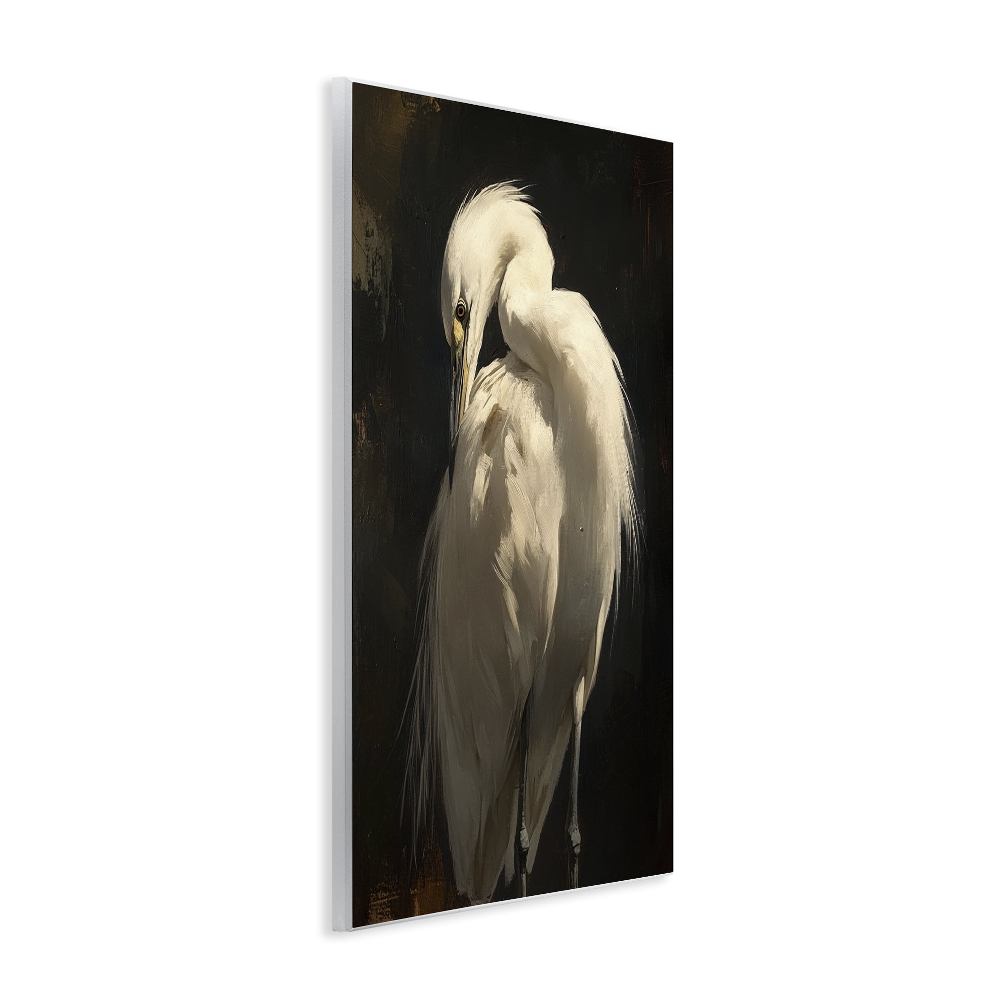 Stupell Industries Feathered Egret in Soft Light Wall Plaque Art, design by Petal Prints Design