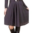 thumbnail image 4 of Cilcicy Women Long Sleeve Cross V-neck Pleated Elegant Office Lady Slim A-line Dress, 4 of 4