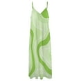 thumbnail image 6 of Abstract Green Wavy Pattern Design Sleeveless Suspender Dress Summer Fashion Casual Long Dress, 6 of 9