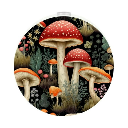 

Mushroom LED Round Night Light-2PCS Dimmable Small Portable Plug-in Lamp with Auto Sensor Soft Glow for Bedroom Bathroom Kitchen Hallway - Energy Efficient Durable Easy to Install - Pack of 2