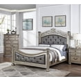 thumbnail image 5 of California King Size Platform Bed Frame with Tufted Faux Leather Upholstered Headboard & Footboard,American Traditional Style Wood Bed with Leaf Carvings & Reeded Pilaster Supports, 5 of 8