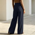 thumbnail image 5 of ClodeEU Women's High Waist Elastic Waist Dress Pants with Pockets,Casual Solid Color Work Trousers Navy,Women's Plus S, 5 of 8