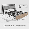thumbnail image 7 of Queen Size Platform Bed with Big Headboard, Metal Bed Frame with RGB Lights, 2 Drawers and Fast Charge for Bedroom, No Box Spring Needed, Rustic Brown, 7 of 7