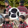 thumbnail image 4 of Aptoco Winter Beanie Hat Scarf Gloves Slouchy Beanie Snow Knit Skull Cap Touch Screen Mittens Circle Scarves for Women Men- Black, 4 of 8