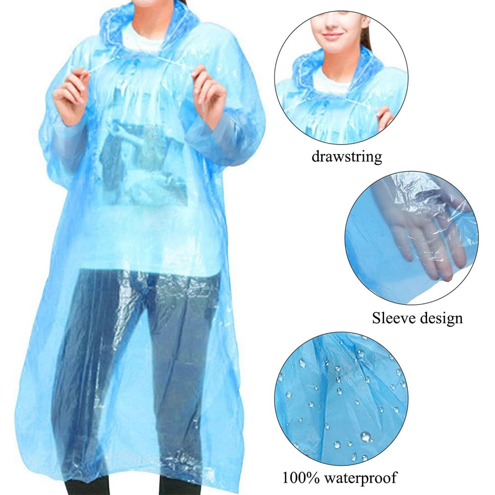 Portable Waterproof Raincoat Lightweight Raincoat for Adults&Children -Best for Camping Outdoor Reusable,Emergency EVA Rain Ponchos with Hoods and Sleeves 100% Waterproof Hiking 