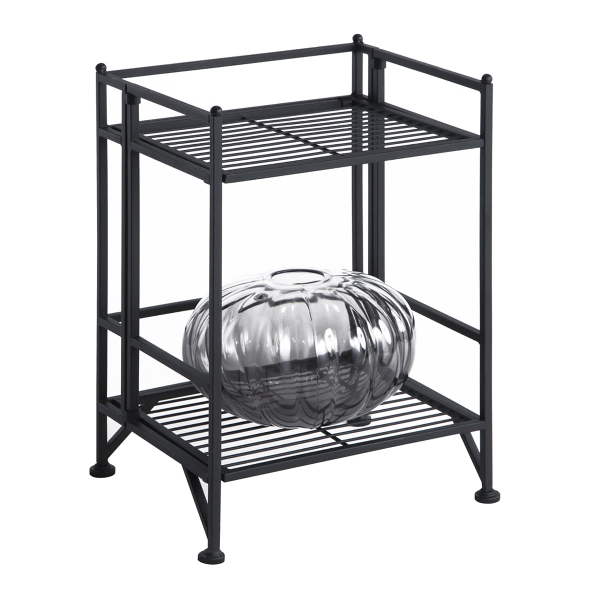 Convenience Concepts Xtra Storage 2 Tier Folding Metal Shelf, Black