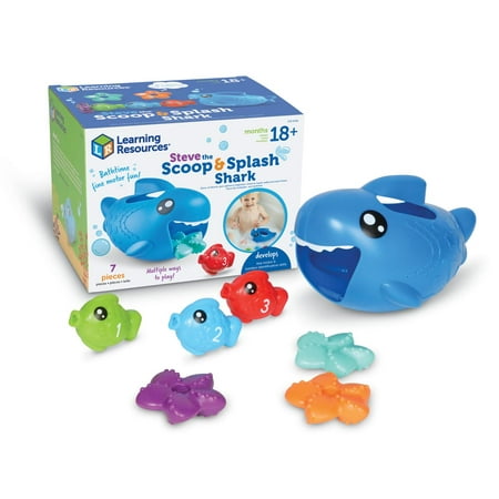 Learning Resources Steve the Scoop & Splash Shark - 7 pieces, Bath Toys for Boys and Girls Ages 18+ months
