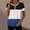 Blue, variant on CYMMPU Women's Short Sleeve Shirts Zipper Color Block V Neck Tunic Tops Casual Blouse Summer Fashion T-Shirts Blue XXL