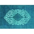 thumbnail image 1 of Ahgly Company Machine Washable Indoor Rectangle Oriental Turquoise Blue Industrial Area Rugs, 2' x 4', 1 of 4