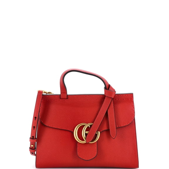 Pre-Owned GG Marmont Top Handle Bag Leather Small By Rebag