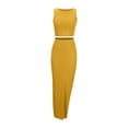 thumbnail image 4 of Birdeem Woman Spring Summer Solid Casual Round Neck Sleeveless Dress Solid Two-Piece Set, 4 of 6