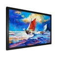 thumbnail image 2 of Sail ships On The Ocean Waves During Evening 32 in x 16 in Framed Painting Canvas Art Print, by Designart, 2 of 4