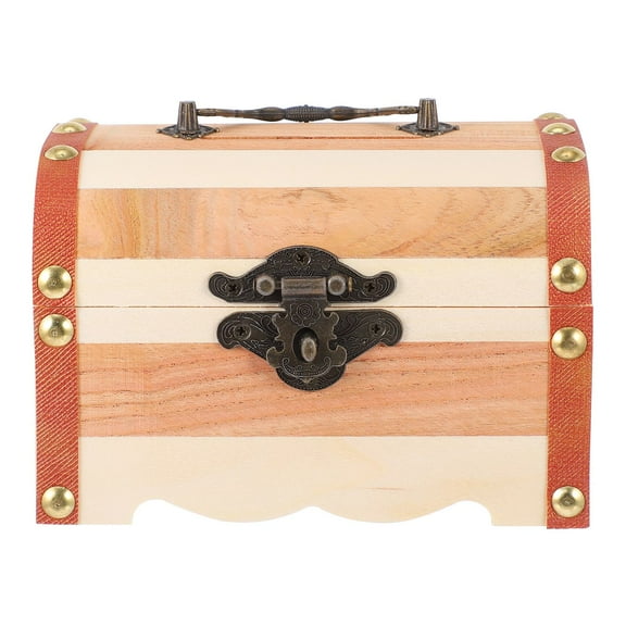 ULTNICE 1pc Wooden Piggy Bank Wood Storage Case Box Children Treasure Chest with Lock