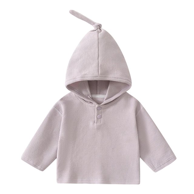 Infant Cotton Hooded Sweatshirts, Cute Button Up Pullover for Baby, 0-3Y