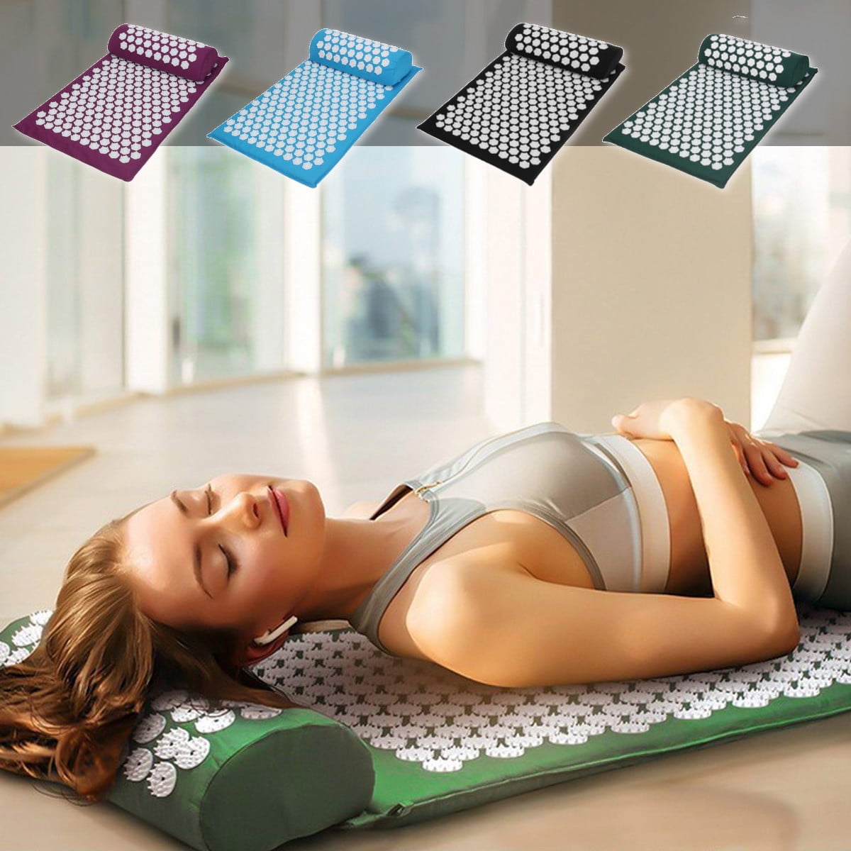 ASEWUN Acupressure Mat and Pillow Set for Back Neck Pain Relief and