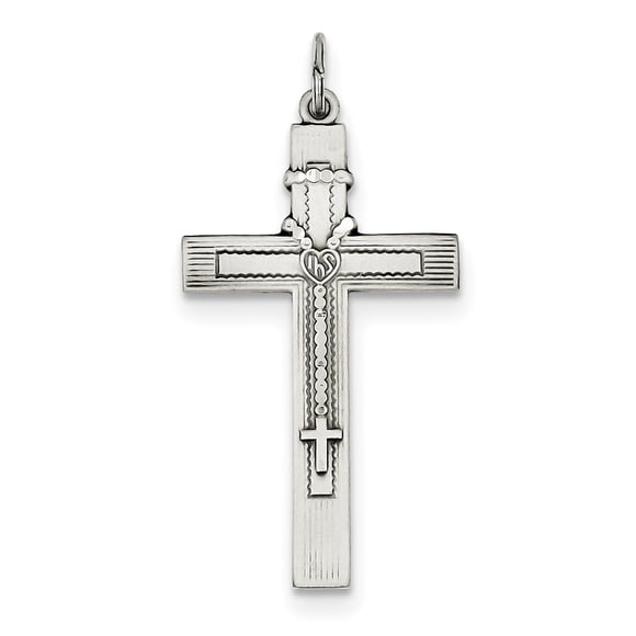Sterling Silver Antiqued Rosary Cross Pendant QC5856 (mm x mm)