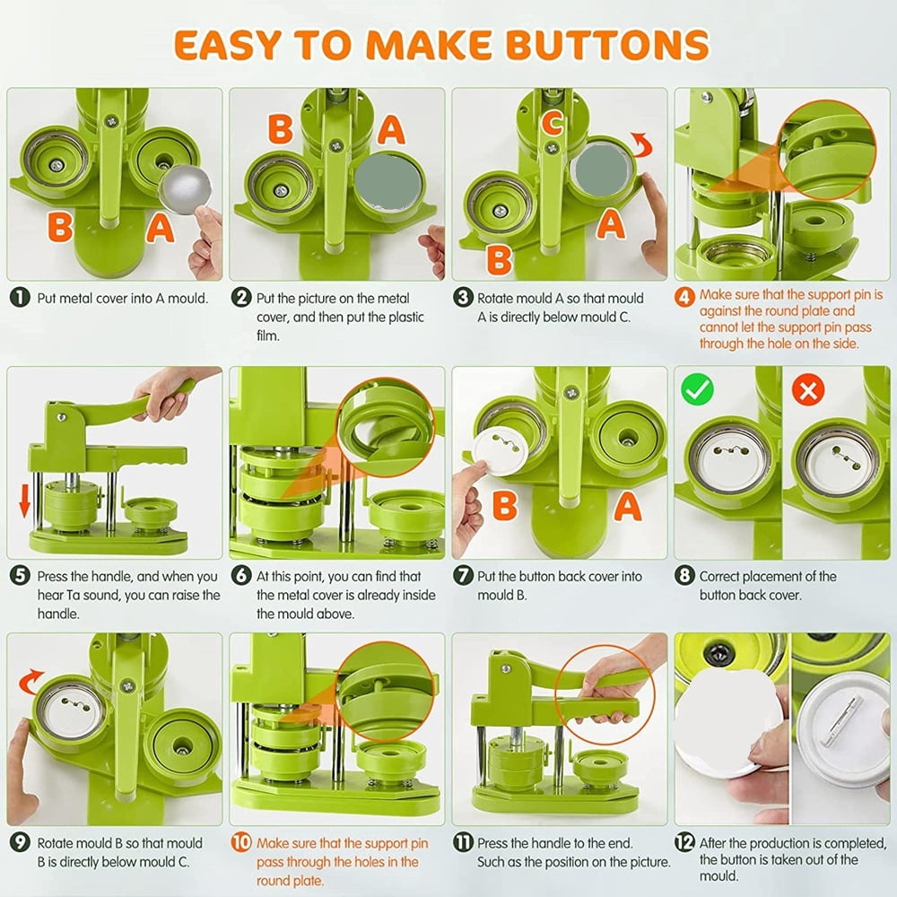 Badges Button Maker Machine, 58MM Pin Badges Making Machine, DIY Pin Button Punch Press Machine ,Beginner-Friendly