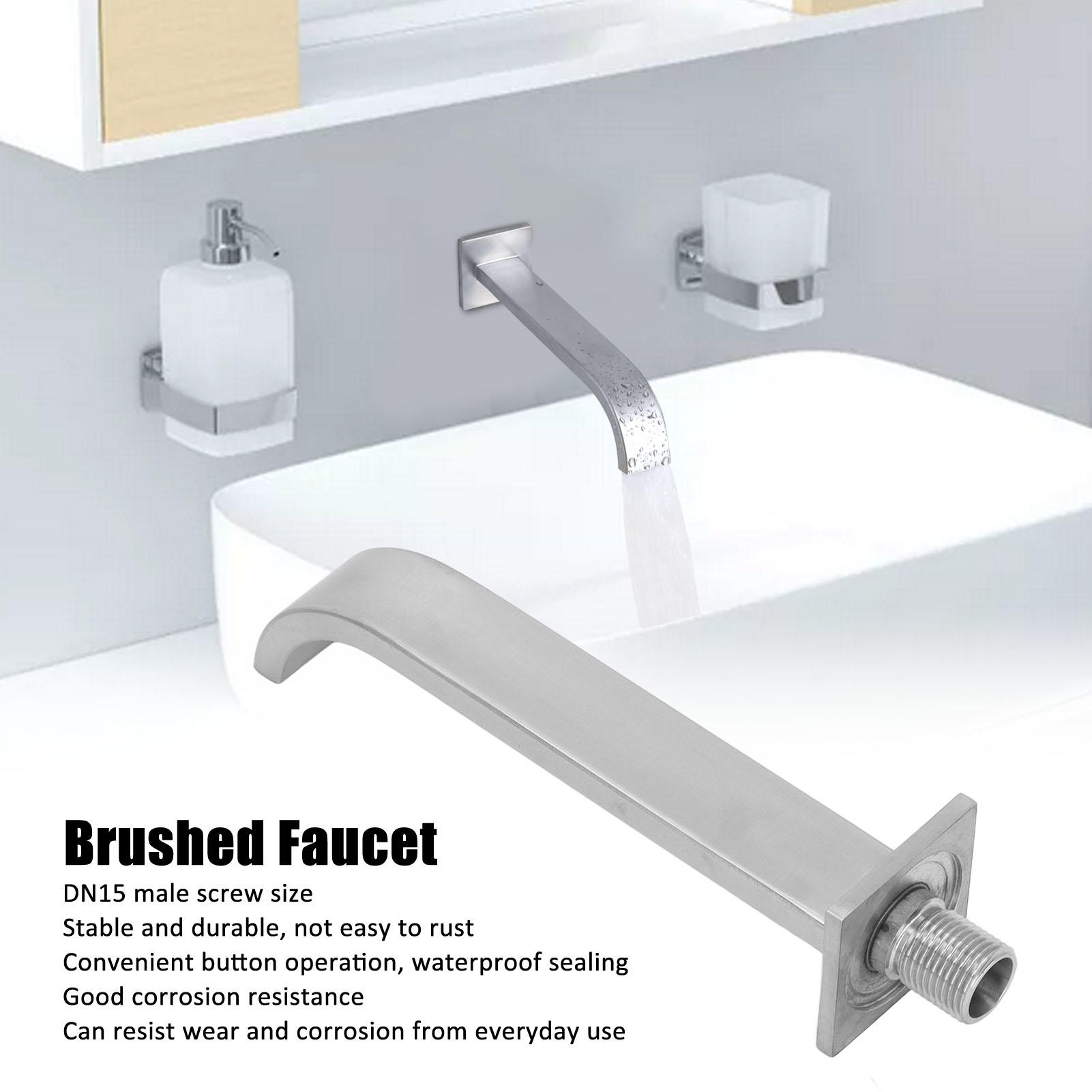BIMZUC Stainless Steel DN15 Wall‑Mounted Faucet – 4″ Brushed Finish, Waterproof, Easy Install for Bathroom Sink & Tub