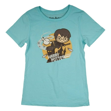 Harry Potter Button - Quidditch Chibi Harry Potter Character Glitter Graphic T-Shirt (Little Girls & Big Girls)