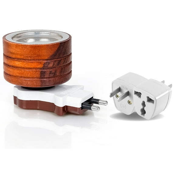 PURESHOP Camphor Diffuser Electric, Wooden Kapoor Dani with India to USA Adapter, Aroma Diffuser