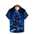 thumbnail image 2 of JURANMO Todays Daily Deals Clearance Christmas Shirts for Men Big and Tall Button Down Hawaiian Shirts Casual Short Sleeve Lapel Blouse Tops 2024 Xmas Gifts Blue M, 2 of 6