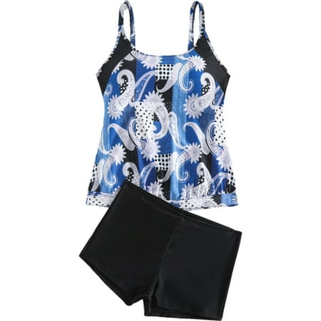 STETMN Women 2 Piece Swimsuits Tankini Bathing Suit Flowy Swim Tank Top with Boyshorts