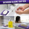 thumbnail image 7 of 2-Pack Silicone Soap Dish with Drain - Bar Soap Holder for Shower & Bathroom Sink - Self Draining Waterfall Soap Saver Tray for Kitchen, Prevents Sticky Mess, Easy to Clean, 7 of 7
