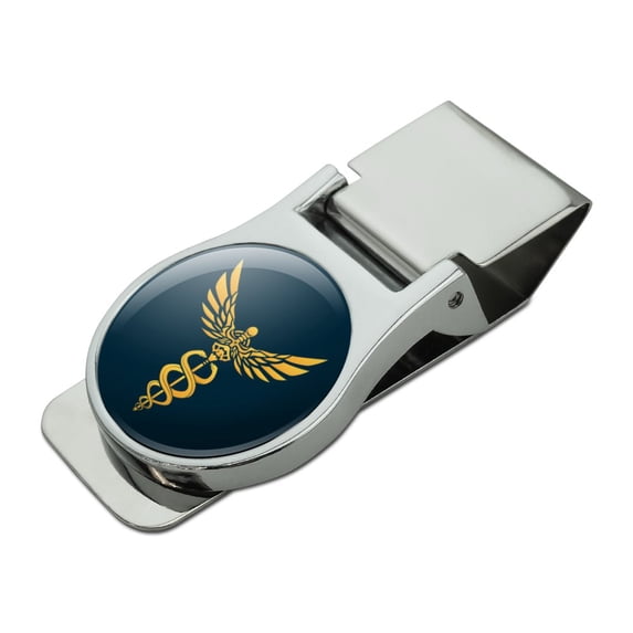 Caduceus Medical Symbol Doctor Nurse EMT Satin Chrome Plated Metal Money Clip