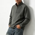 thumbnail image 5 of Quarter Zip Pullover Men 1/4 Zip Softshell Golf Jacket Fleece Lined Wind Resistant Loose Sweatshirt Zipper Pockets Spring Fall Big & Tall Size M-4XL Army Green, 5 of 6