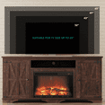 thumbnail image 2 of Laintene 58" Farmhouse Electric Fireplace TV Stand with Barn Doors, Rustic Beige Entertainment Center for TVs up to 65 inches, 1400W Heater Farmhouse TV Console for Living Room, Brown, 2 of 8