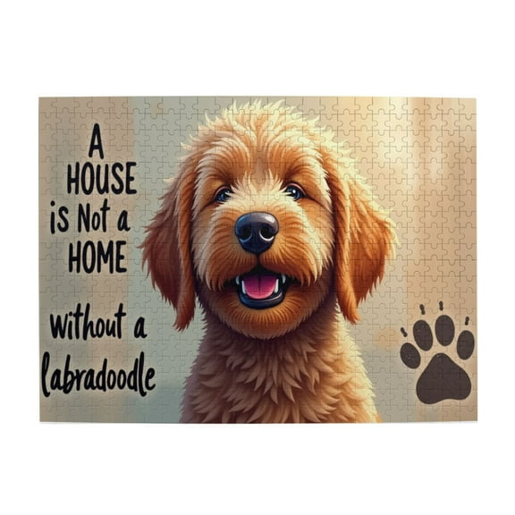 500 Piece Labradoodle Jigsaw Puzzle For Adults – A House Is Not A Home Without A Labradoodle – Challenging & Fun Puzzle Game Unique Artwork Great Gift & Home Décor 20.5X15In